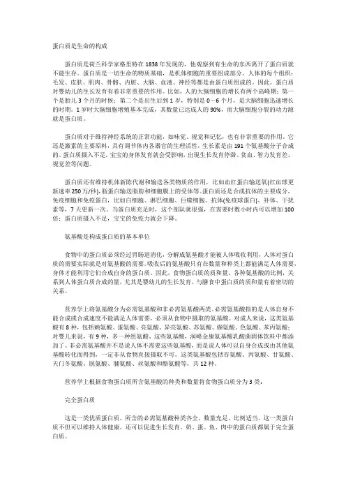 蛋白质是生命的构成