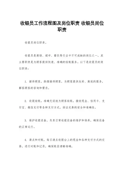 收银员工作流程图及岗位职责 收银员岗位职责