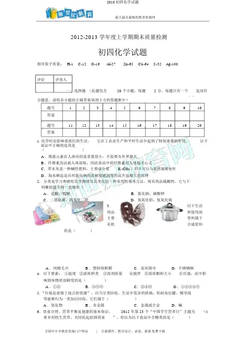 2013初四化学试题