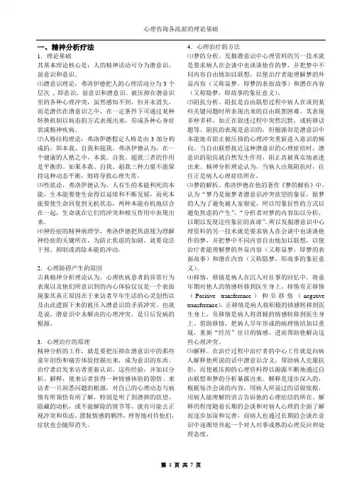 心理学各理论流派主要观点