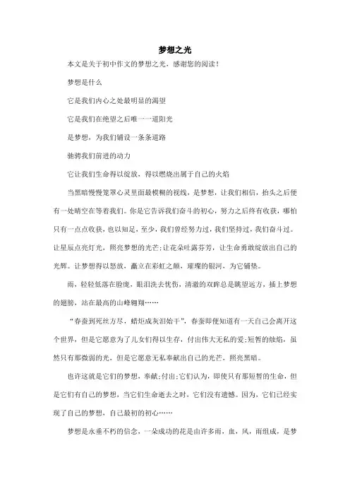 梦想之光_初中作文