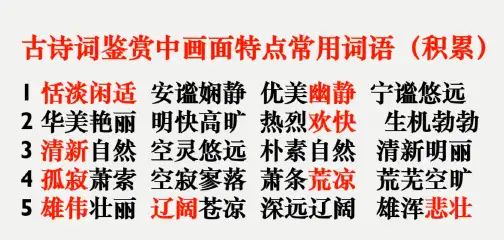 古诗词鉴赏中画面特点常用词语(积累)