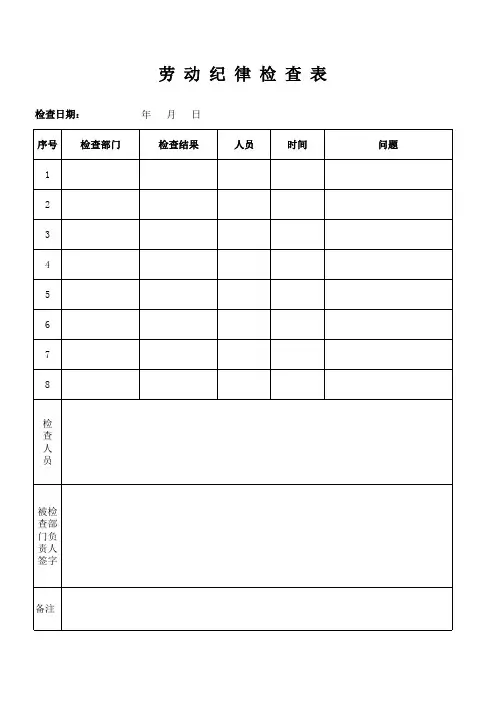 劳动纪律检查表
