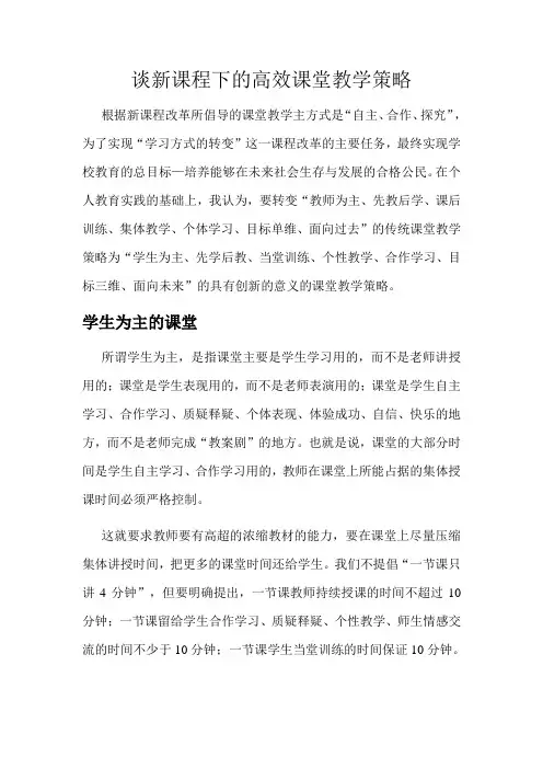 谈新课程下的高效课堂教学策略