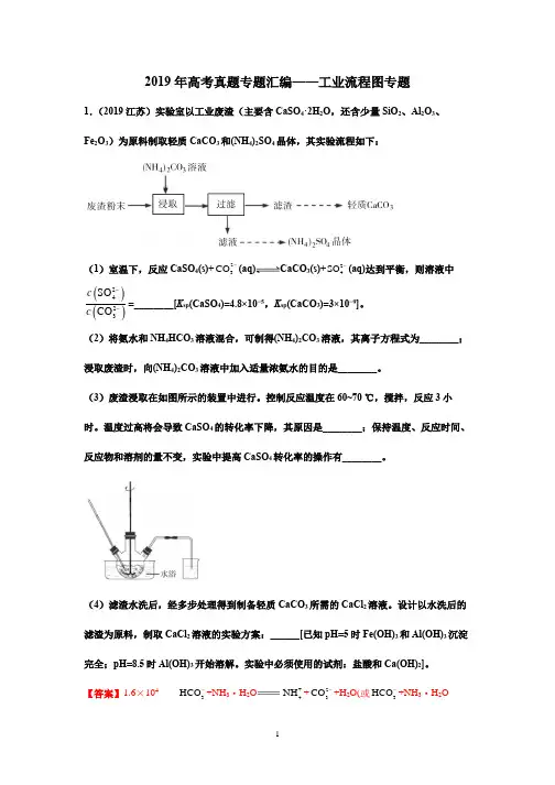 2019年高考真题专题汇编——工业流程图专题
