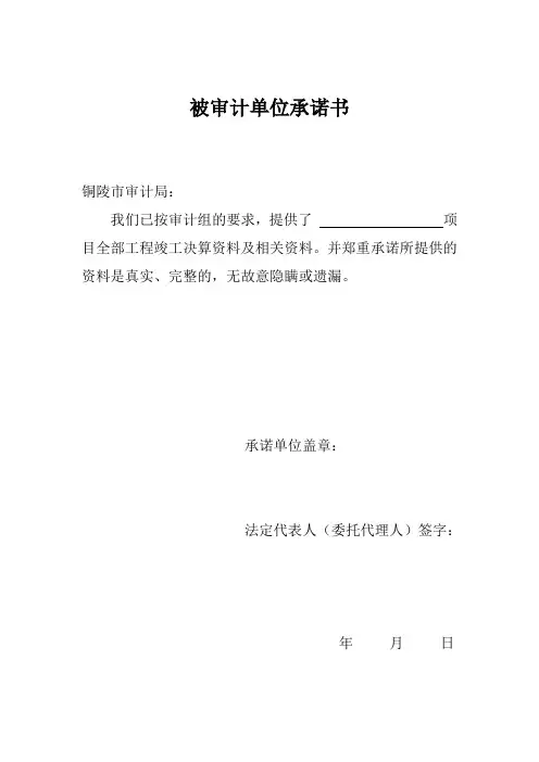 被审计单位承诺书(建设单位)