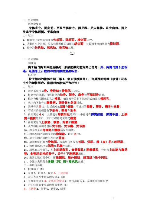 人体形态学复习资料