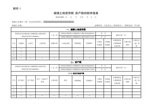 城镇土地使用税 房产税纳税申报表
