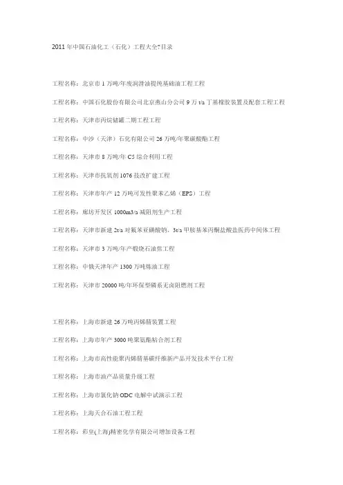 石油化工 石化 项目大全