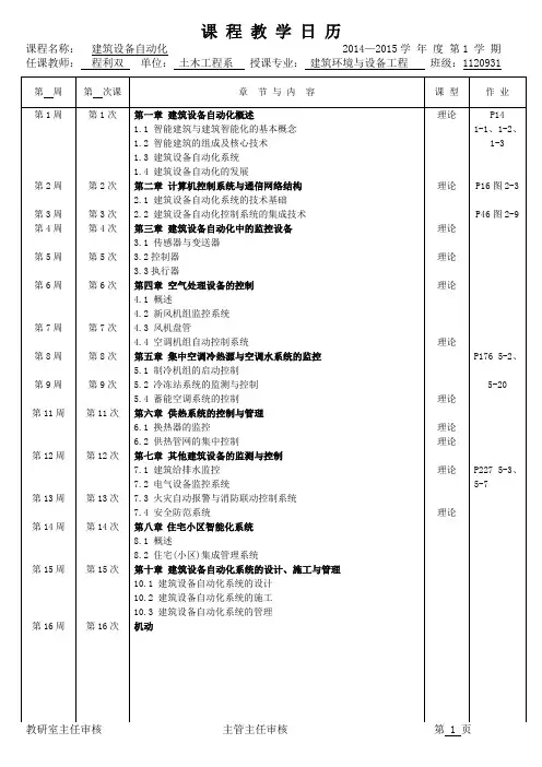建筑设备自动化--日历