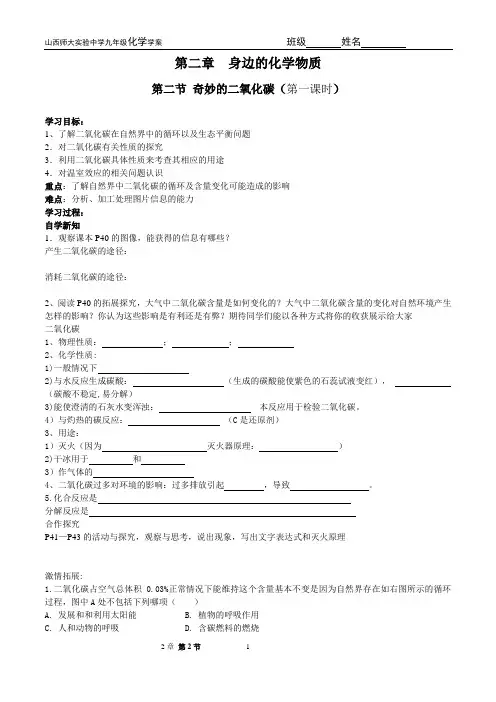 第二章第二节  奇妙的二氧化碳2课时