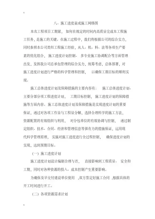 施工进度表或施工网络图