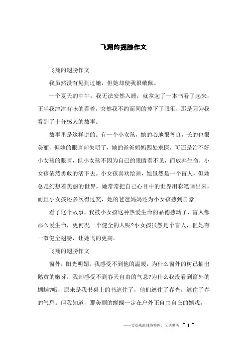 飞翔的翅膀作文