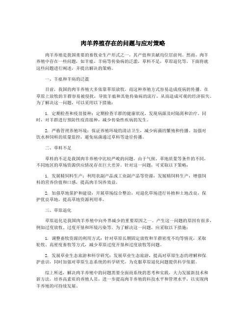 肉羊养殖存在的问题与应对策略