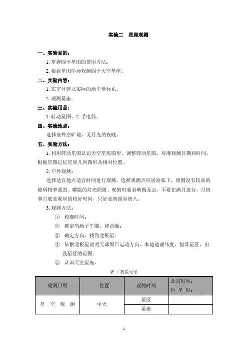 实验二星座观测