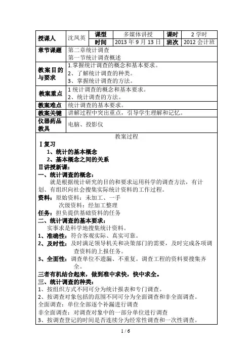 统计基础第二章统计调查