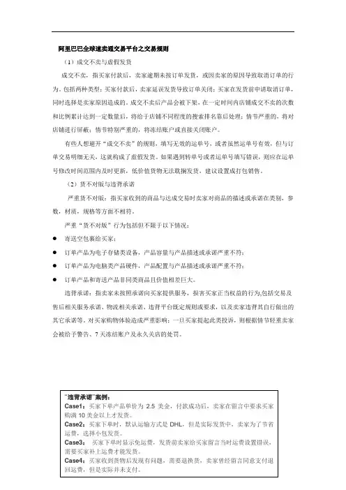 全球速卖通交易平台之交易规则