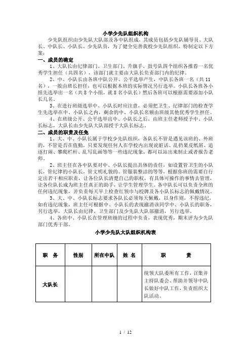 小学少先队组织机构