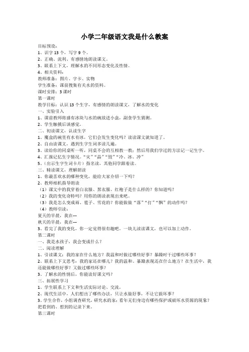 小学二年级语文我是什么教案
