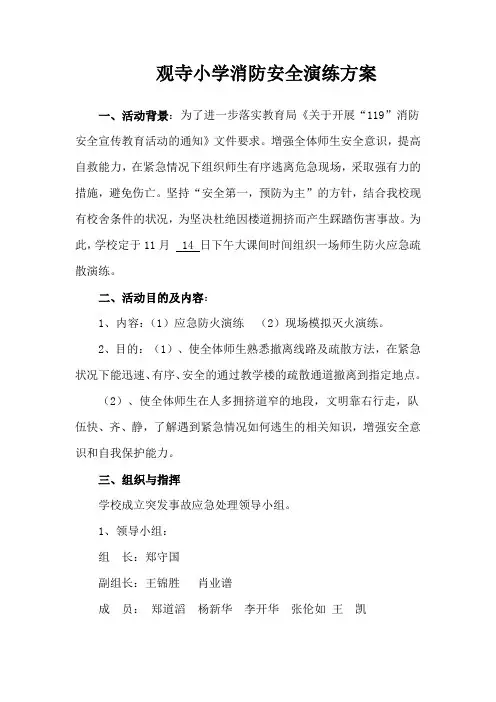 2013年学校消防安全演练方案