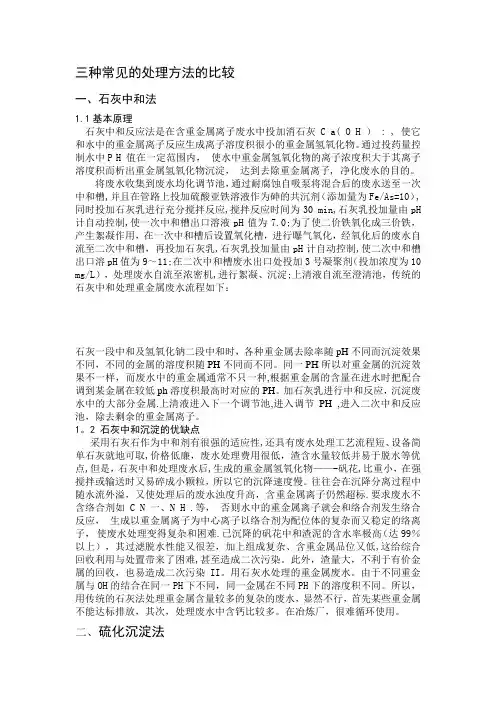三种常见重金属的处理方法的比较