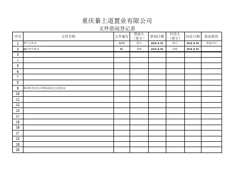 公司文件借阅登记表范本