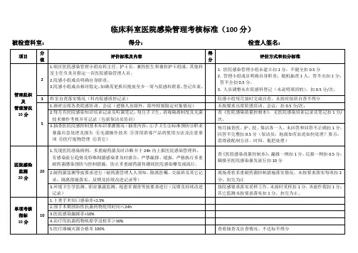 院感考核标准(省标准)