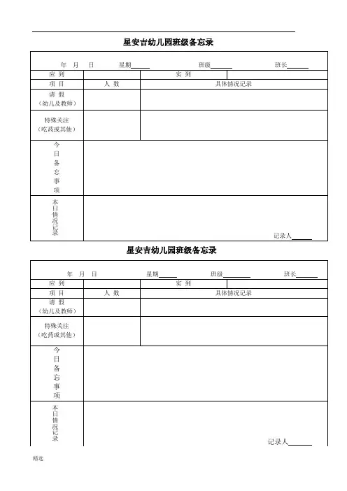 幼儿园班级工作日志全版.doc