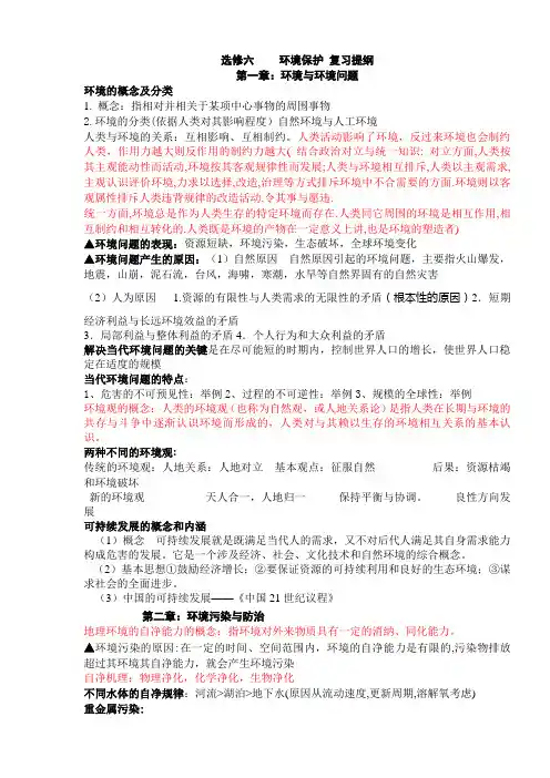 高中地理环境保护选修6_复习资料
