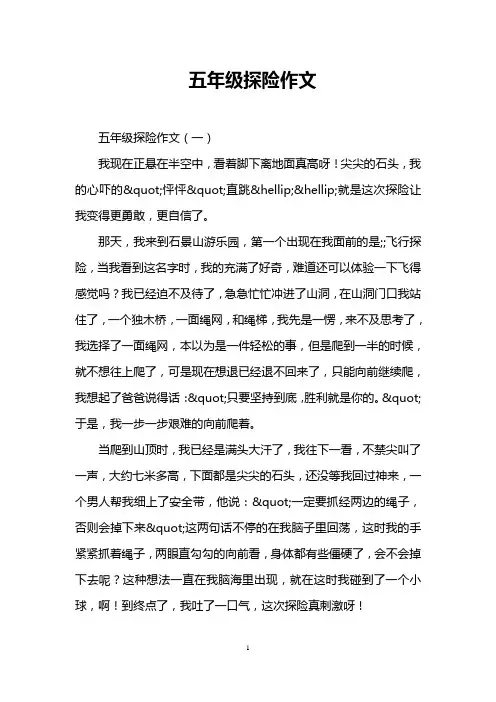 五年级探险作文