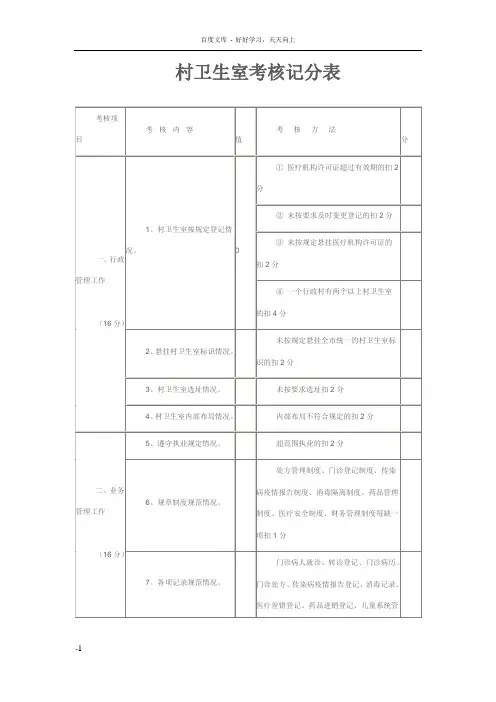 村卫生室考核记分表
