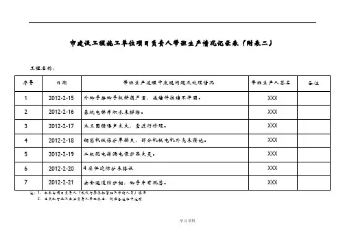 项目经理带班生产情况记录表样板