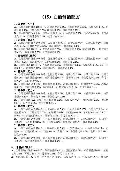 白酒调酒配方