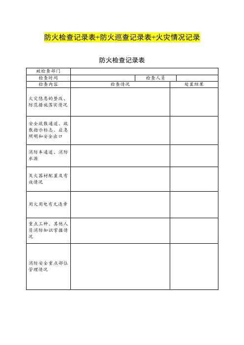 防火检查记录表+防火巡查记录表+火灾情况记录