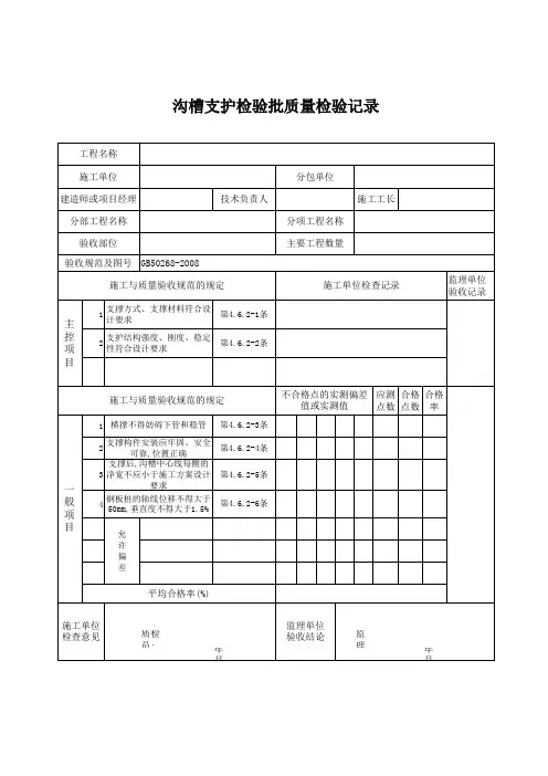 3.2沟槽支护检验批质量检验记录
