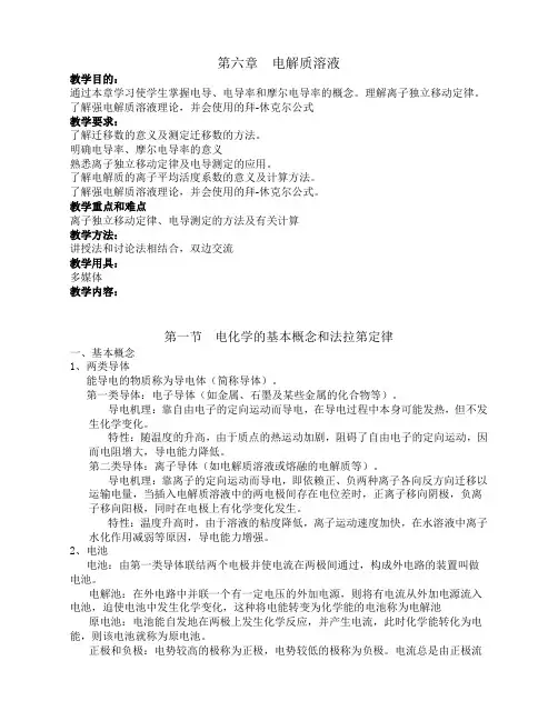 第六章 电解质溶液