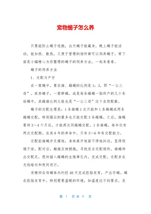 宠物蝎子怎么养
