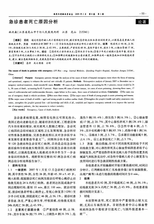 急诊患者死亡原因分析