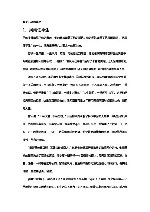有关苏轼的美文 2