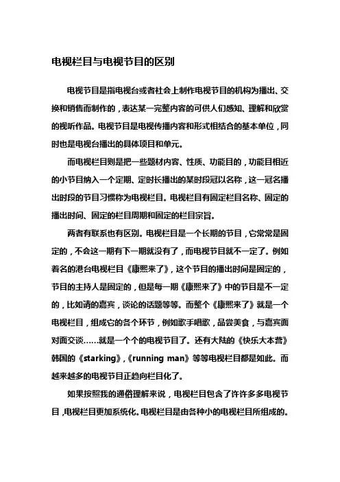 电视栏目与电视节目的区别