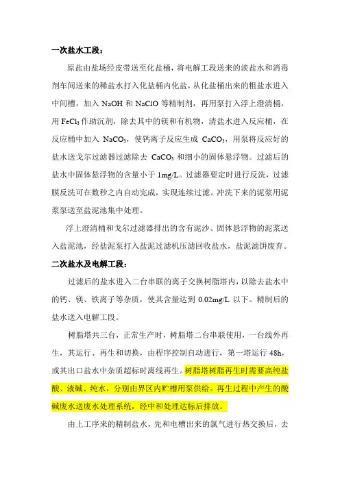 离子膜烧碱工艺简介及水平衡图