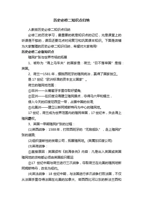 历史必修二知识点归纳