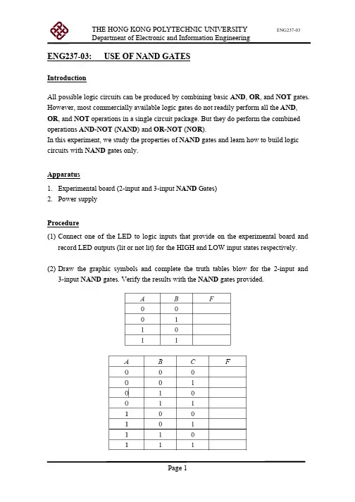 USE OF NAND GATES