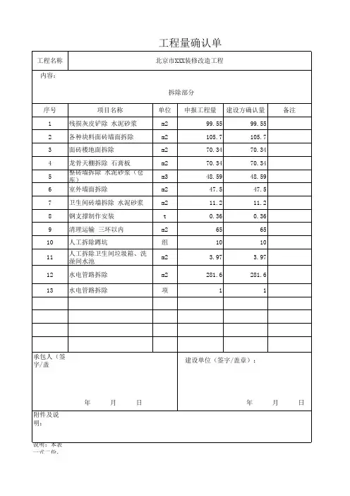 工程量现场确认单