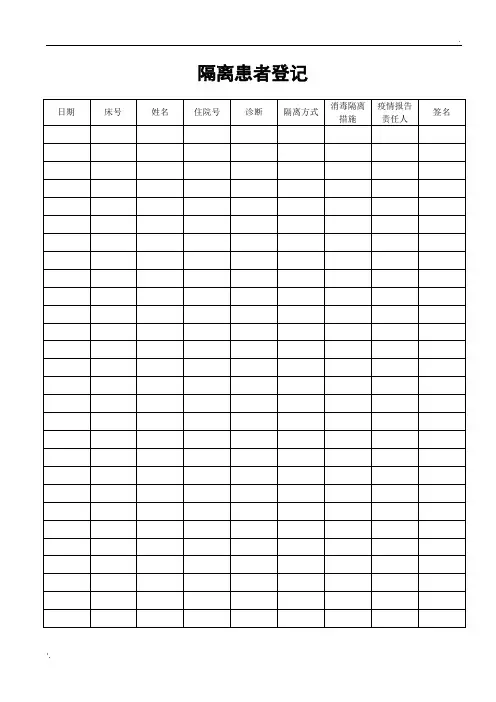 隔离患者登记表