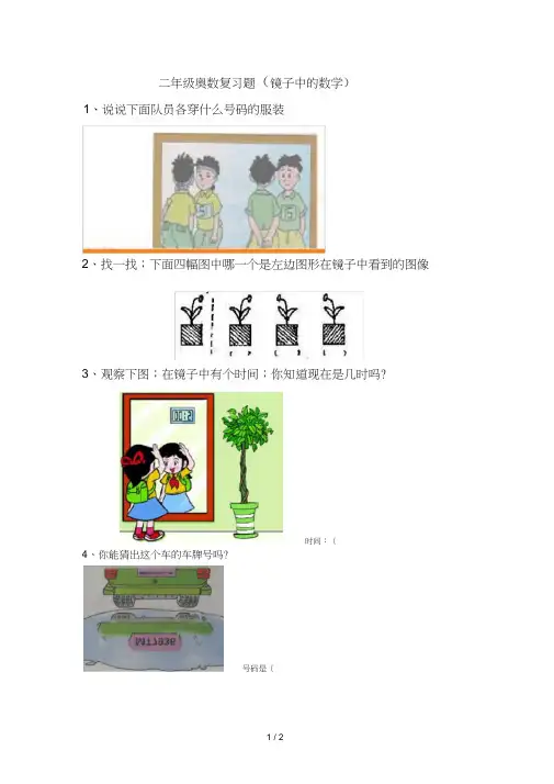 二年级奥数复习题(镜子中的数学)