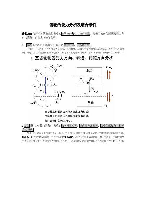 齿轮受力分析及啮合条件