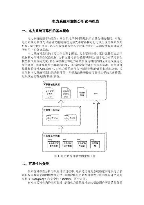 电力系统可靠性读书报告