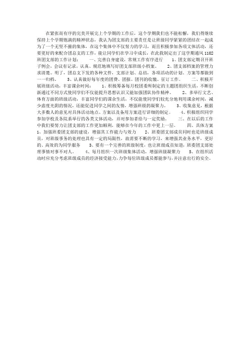 2014年大学团支部工作计划
