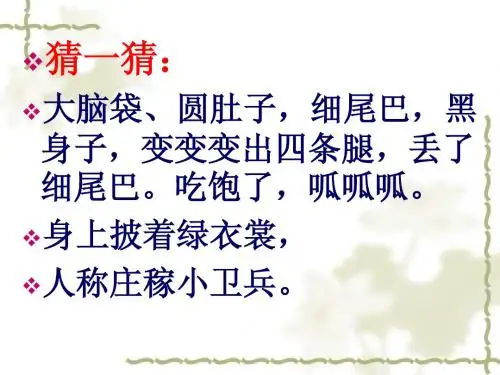 S版第三册识字一保护庄稼好卫兵